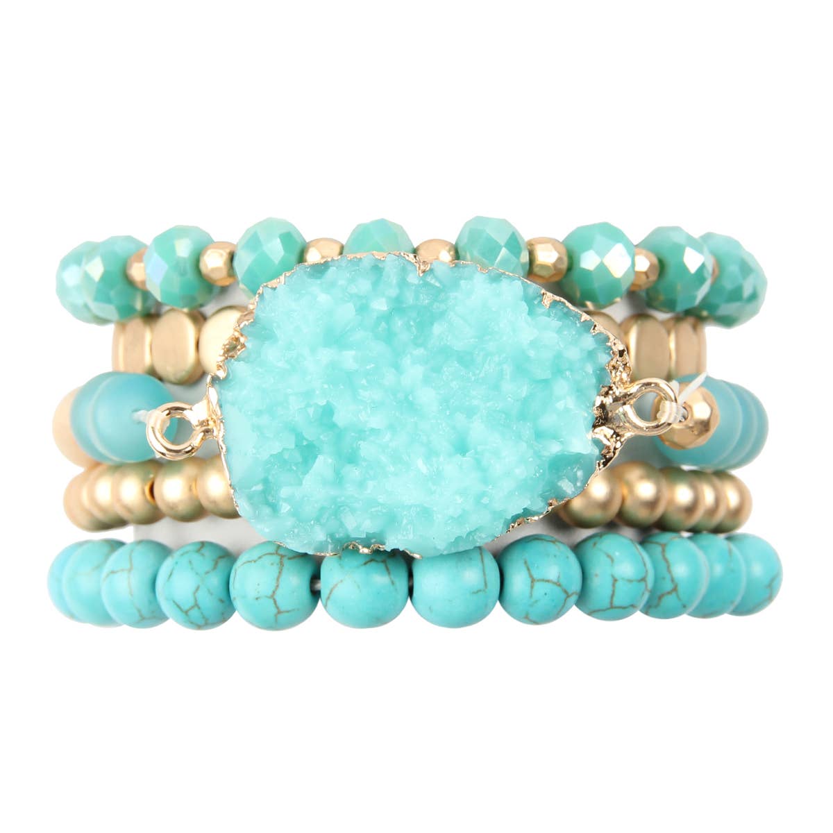 DRUZY CHARM MIXED BRACELET SET STACKABLE