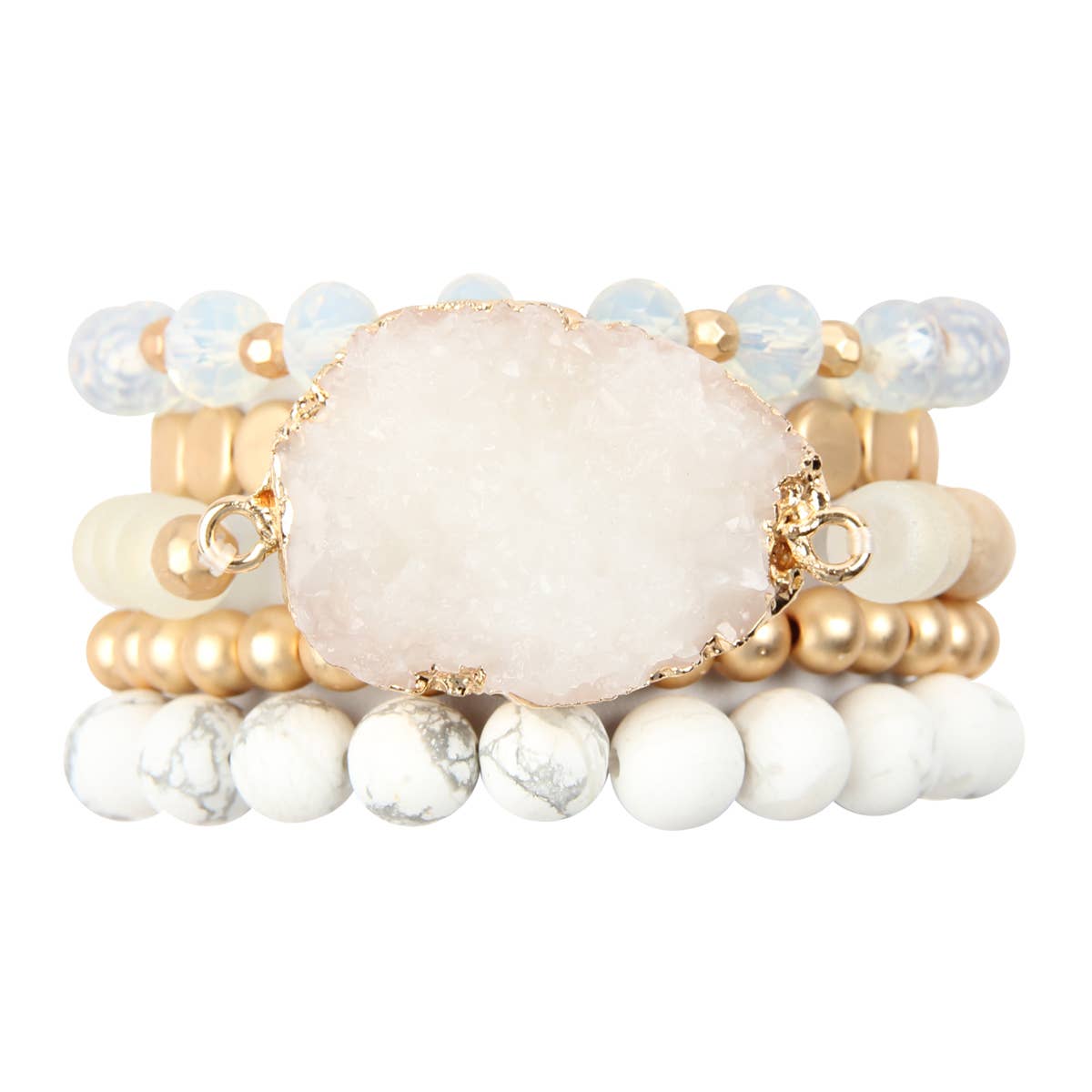 DRUZY CHARM MIXED BRACELET SET STACKABLE