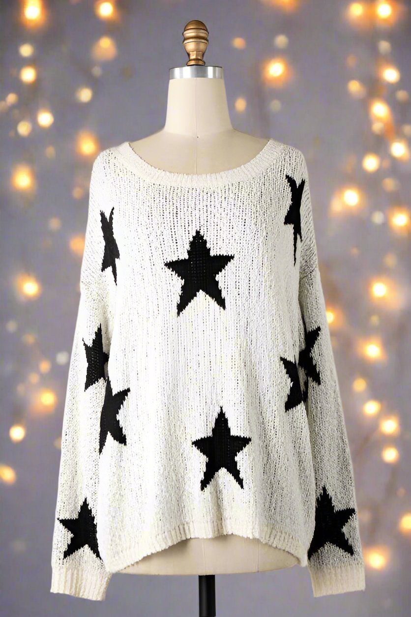 Star Sweater Knit Black & White