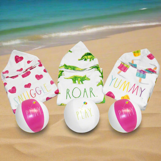 Cute Rae Dunn Hooded Towel & Beach Ball - Kids