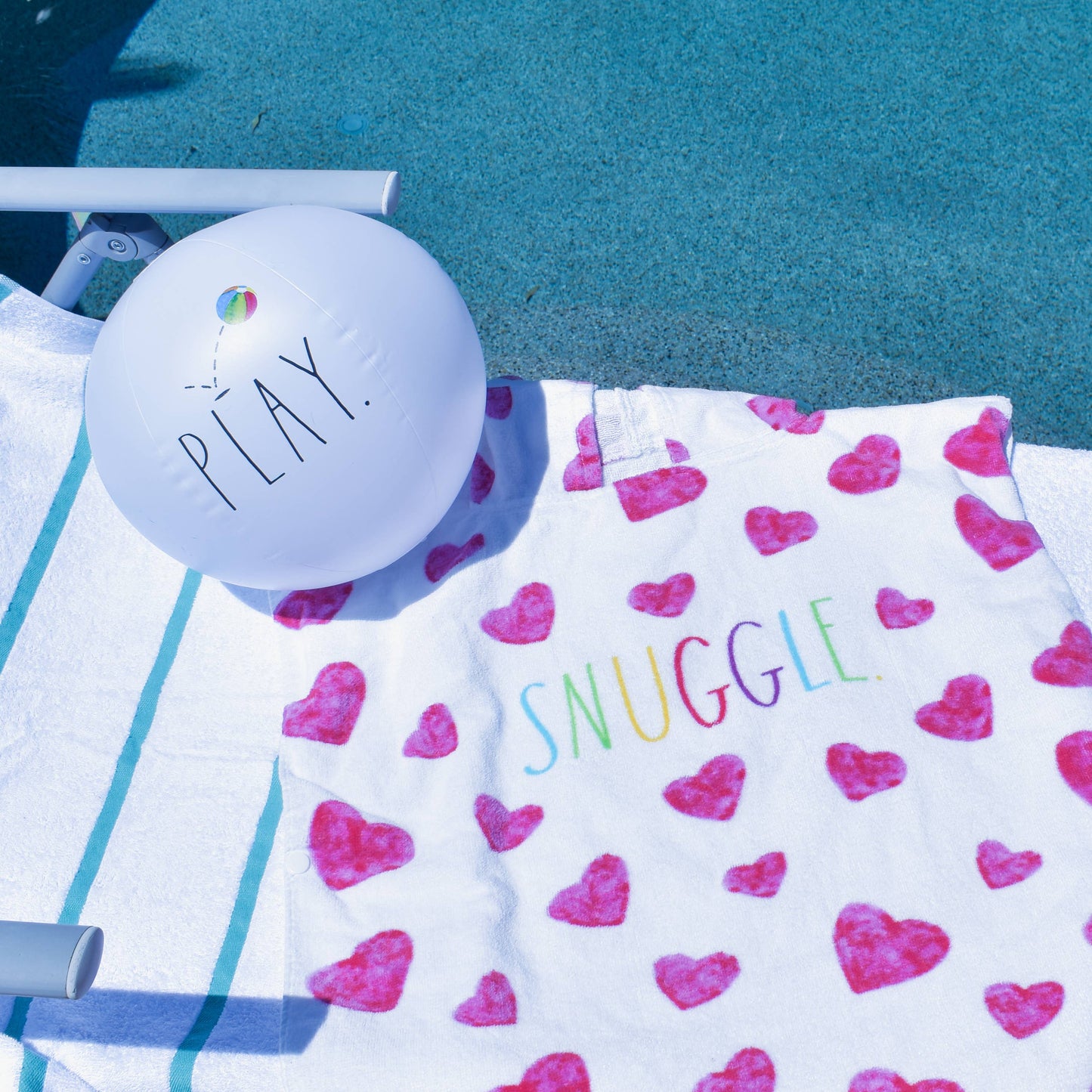 Cute Rae Dunn Hooded Towel & Beach Ball - Kids