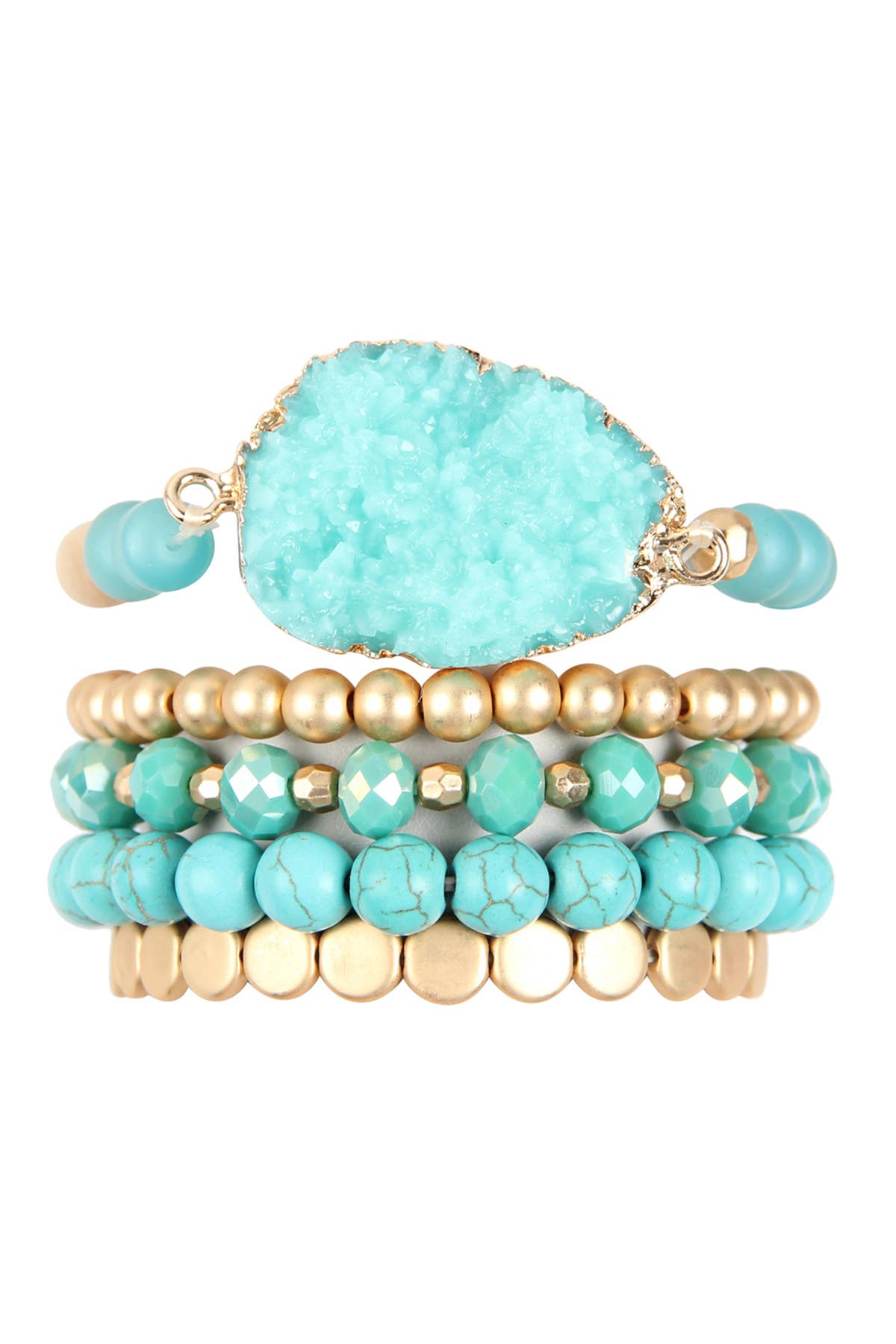DRUZY CHARM MIXED BRACELET SET STACKABLE