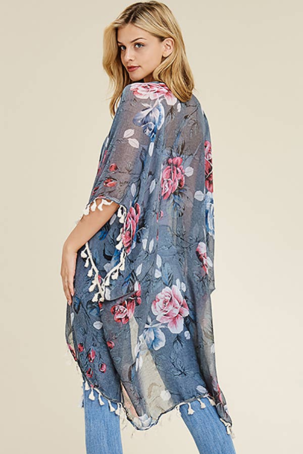 FLORAL TASSEL CARDIGAN
