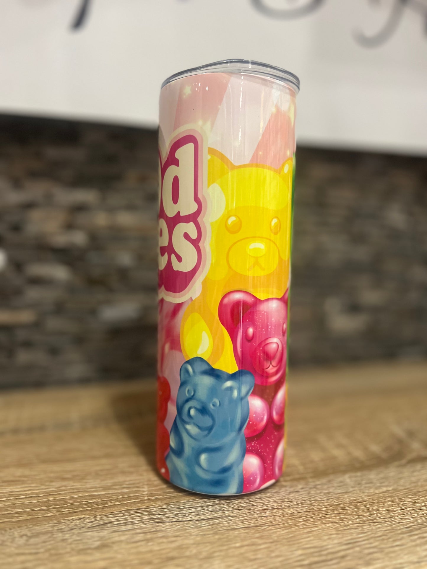 Good vibe Gummie Bear Tumbler w/ lid straw 20oz