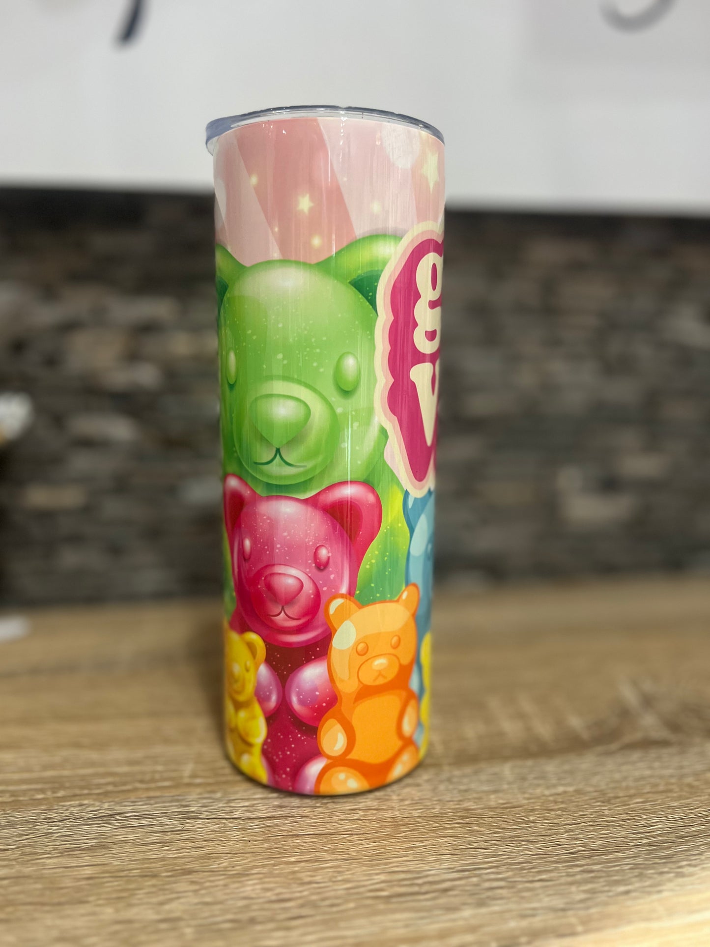 Good vibe Gummie Bear Tumbler w/ lid straw 20oz