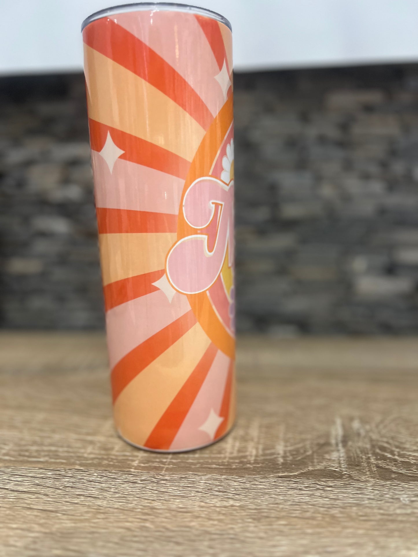 Retro Mama Flower power Tumbler w/ lid straw 20oz