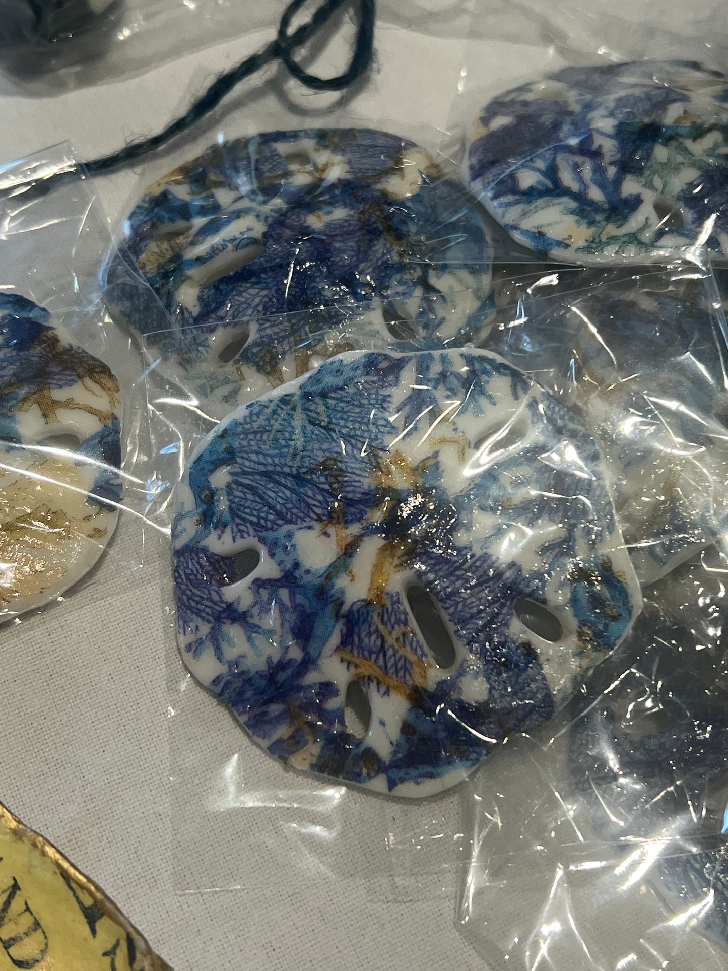 Decorative sand dollar - Blue handmade
