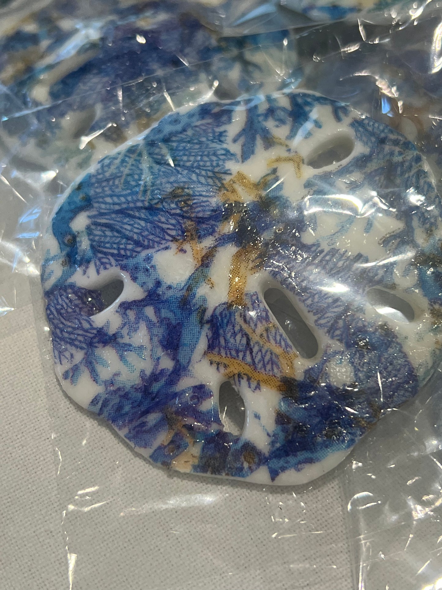Decorative sand dollar - Blue handmade