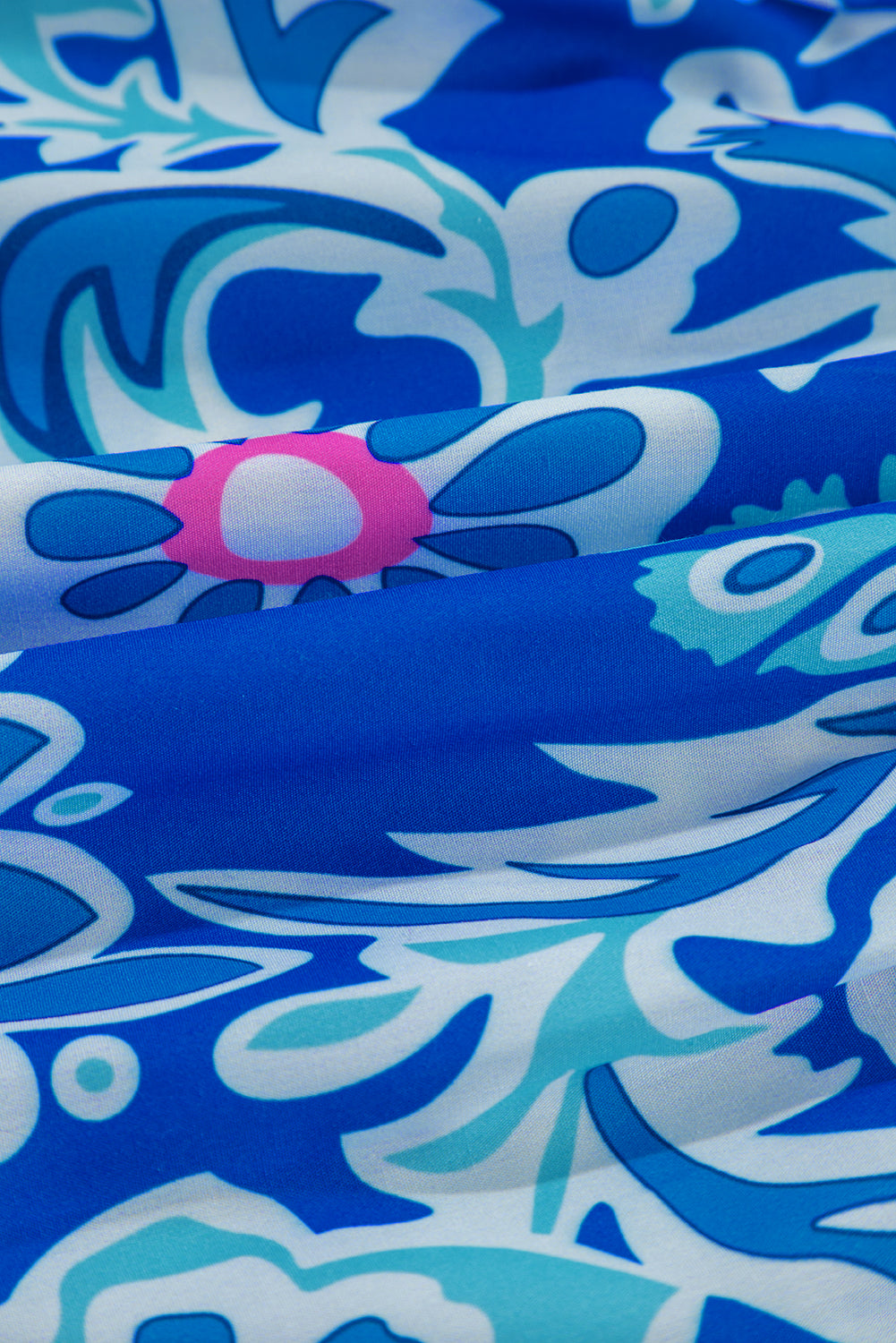 Blue, Pink & White Paisley Print Top