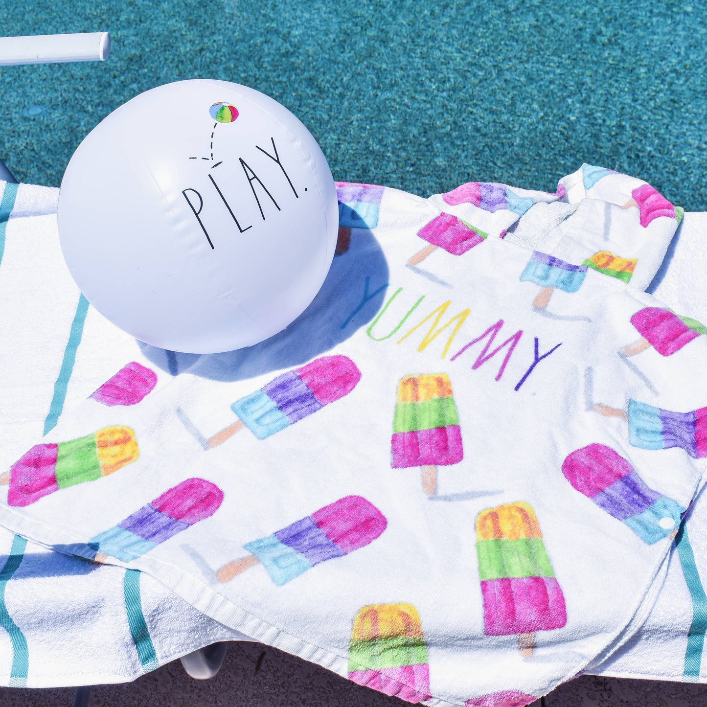 Cute Rae Dunn Hooded Towel & Beach Ball - Kids