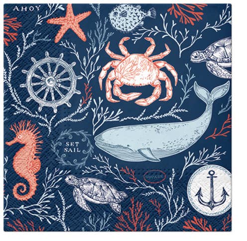 Whale Crab & Seahorse Lunch Napkins