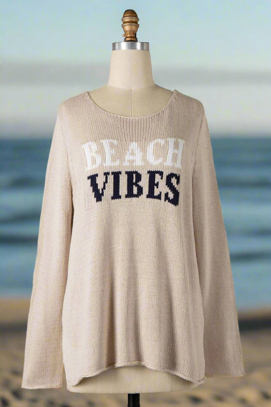 Beach Vibes Graphic Soft Knit Sweater Top
