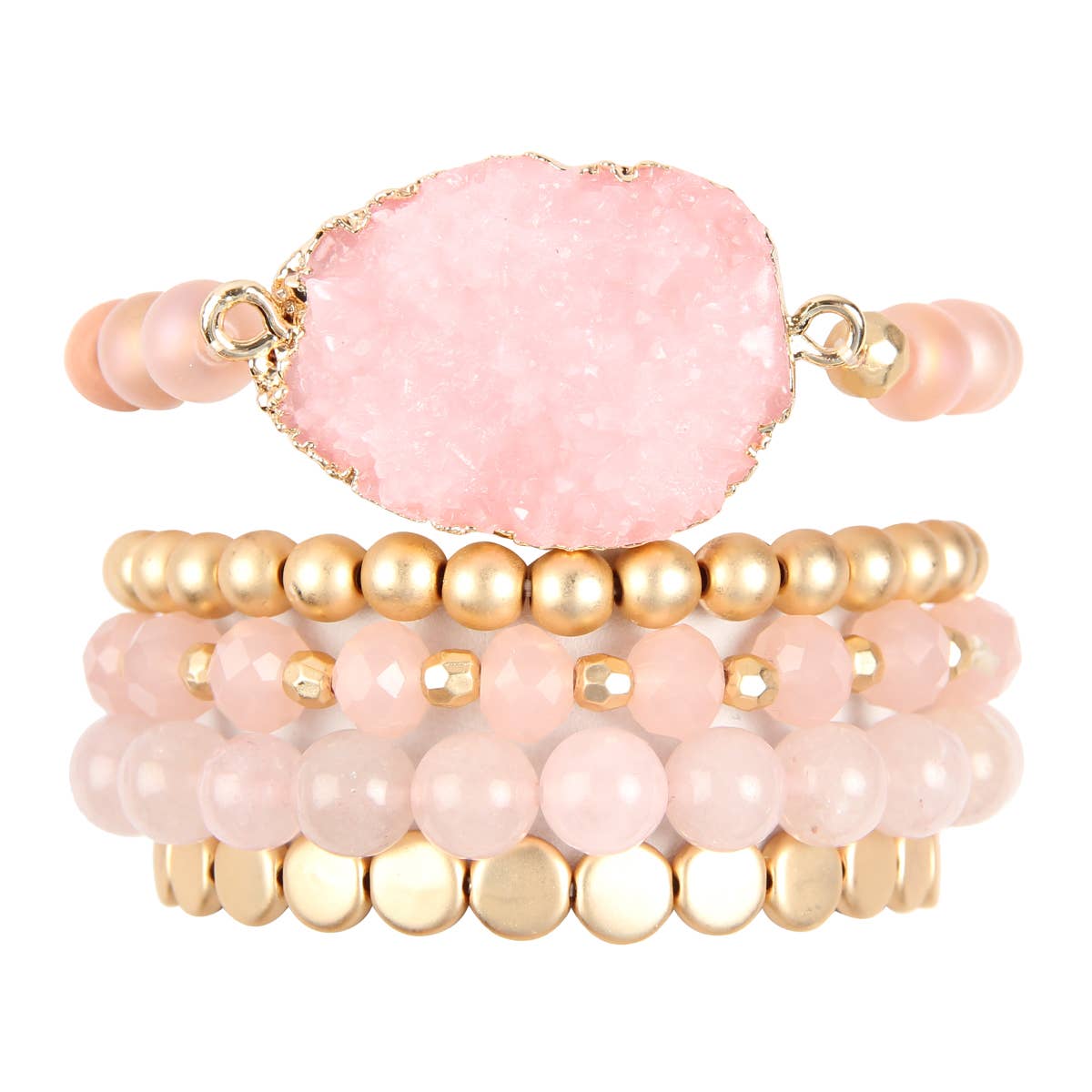 DRUZY CHARM MIXED BRACELET SET STACKABLE