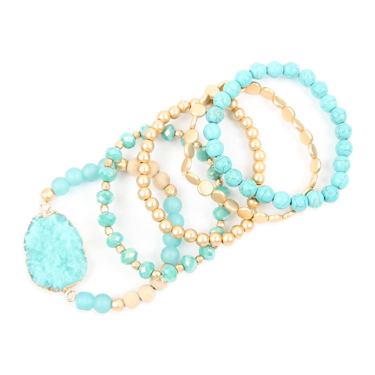 DRUZY CHARM MIXED BRACELET SET STACKABLE