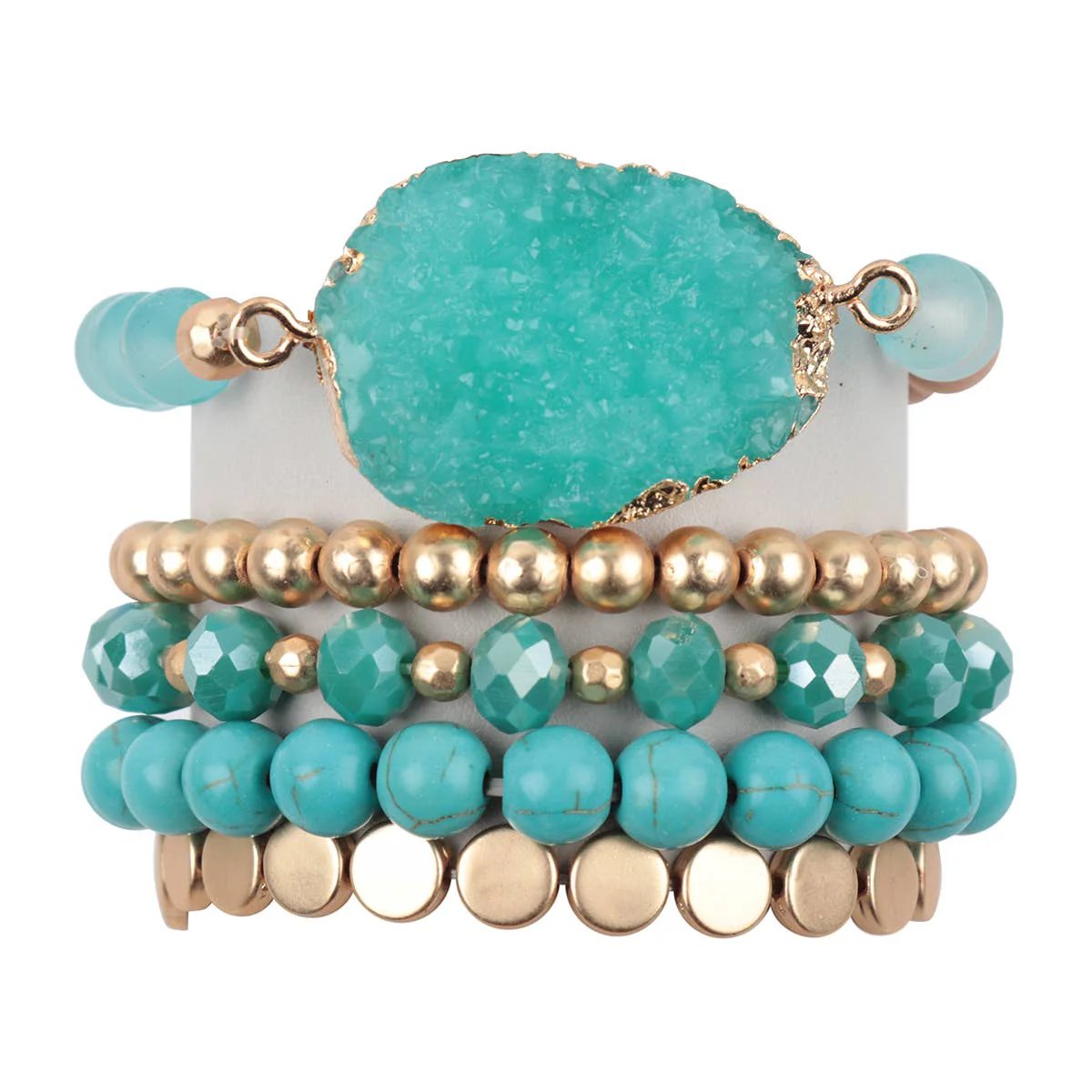 DRUZY CHARM MIXED BRACELET SET STACKABLE