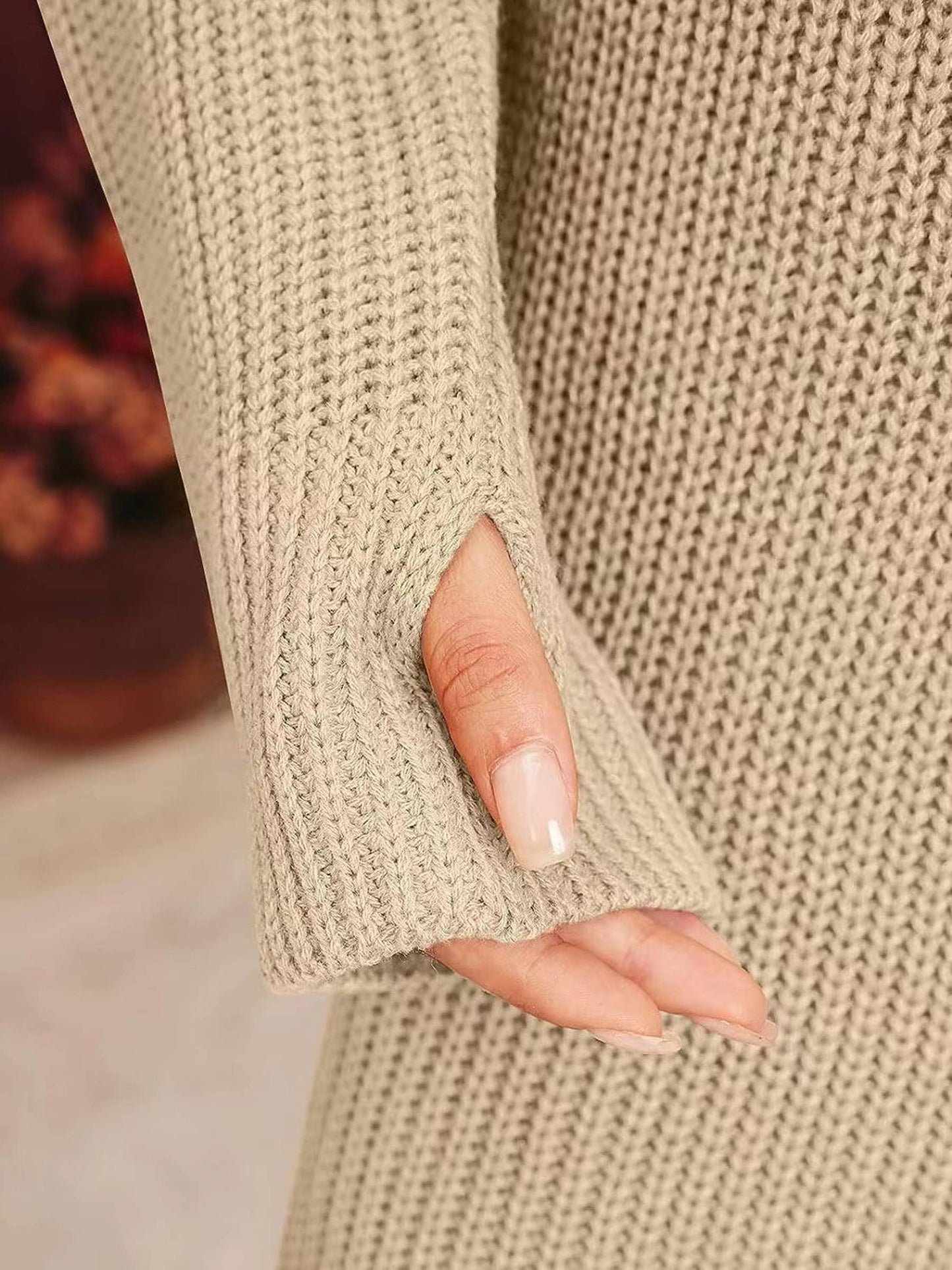 Fashion Split Pullover High Neck Sweater Dress For Women