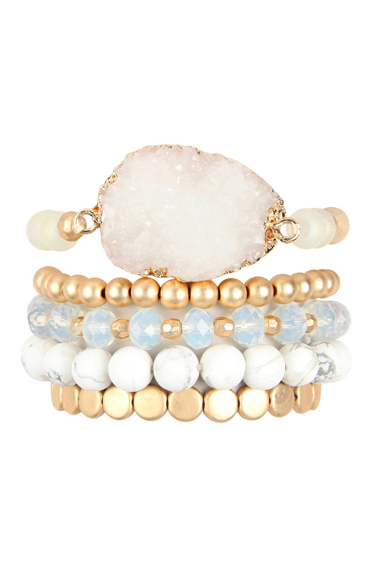 DRUZY CHARM MIXED BRACELET SET STACKABLE