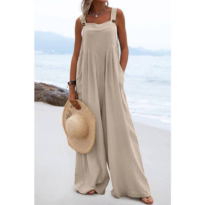 Solid Color Jumper Wide Leg