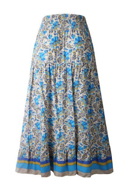 Floral Printed Ruffle Maxi Skirts