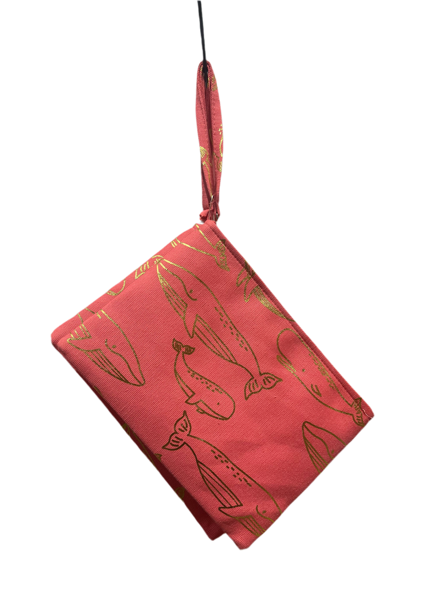 Whale Golden & Pink wristlet wallet , Pouch , Bag