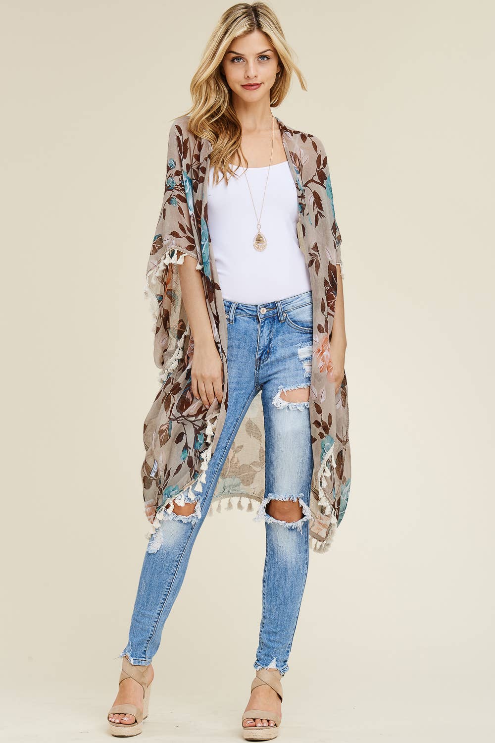 FLORAL TASSEL CARDIGAN