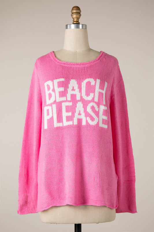 Beach Please Saying Soft Knit Sweater Top