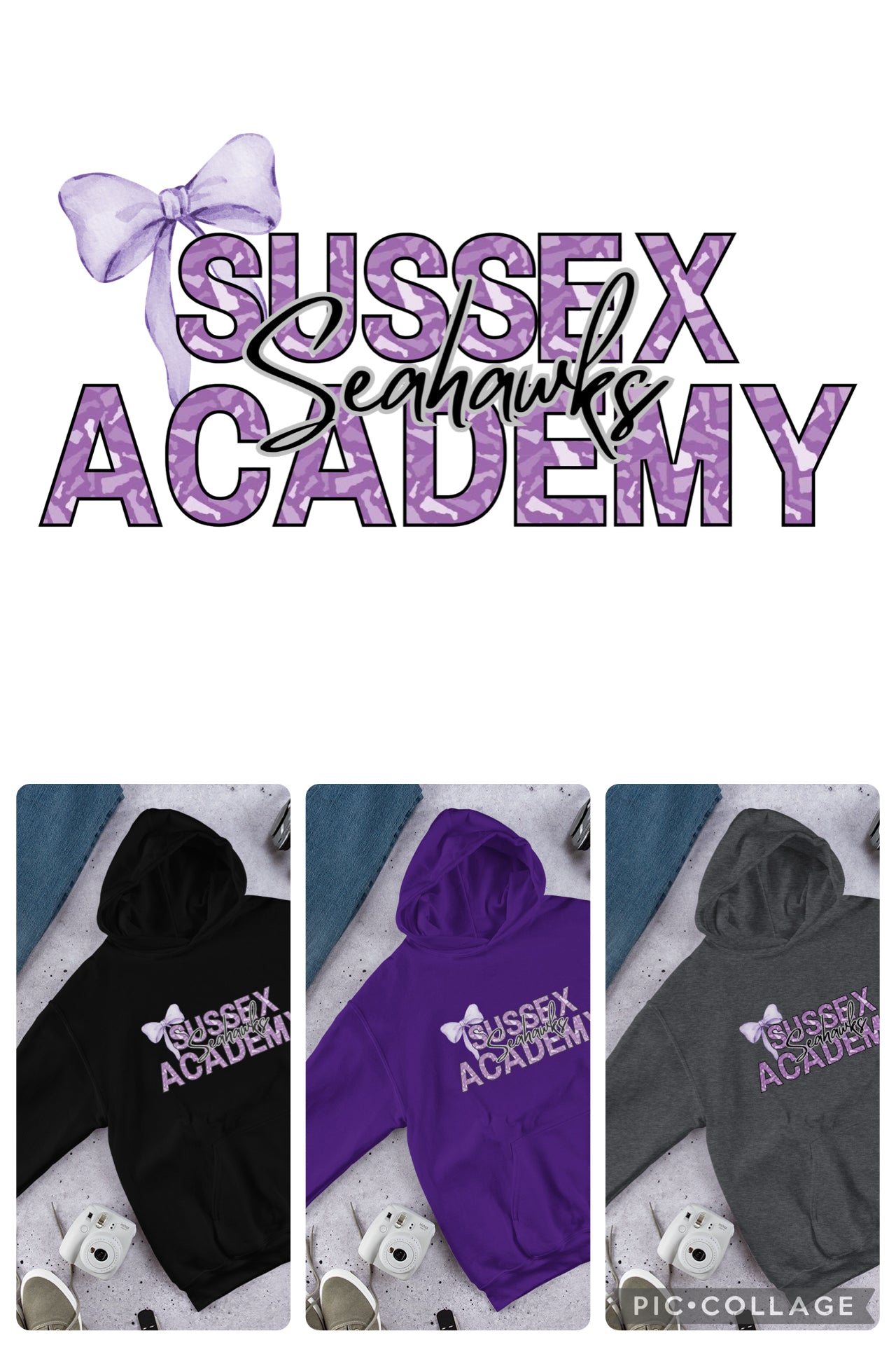 Sussex Academy Seahawks Sweatshirt w/ Bow
