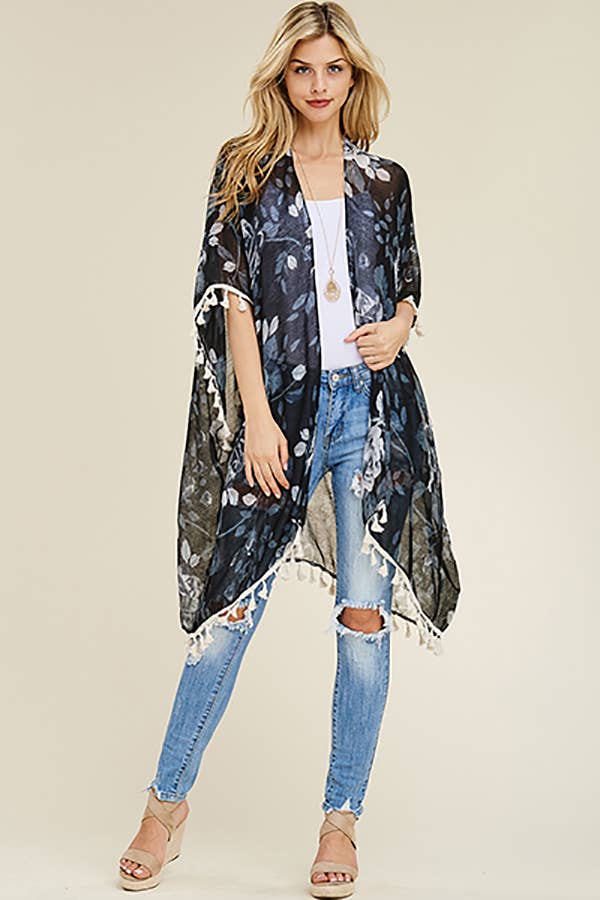 FLORAL TASSEL CARDIGAN