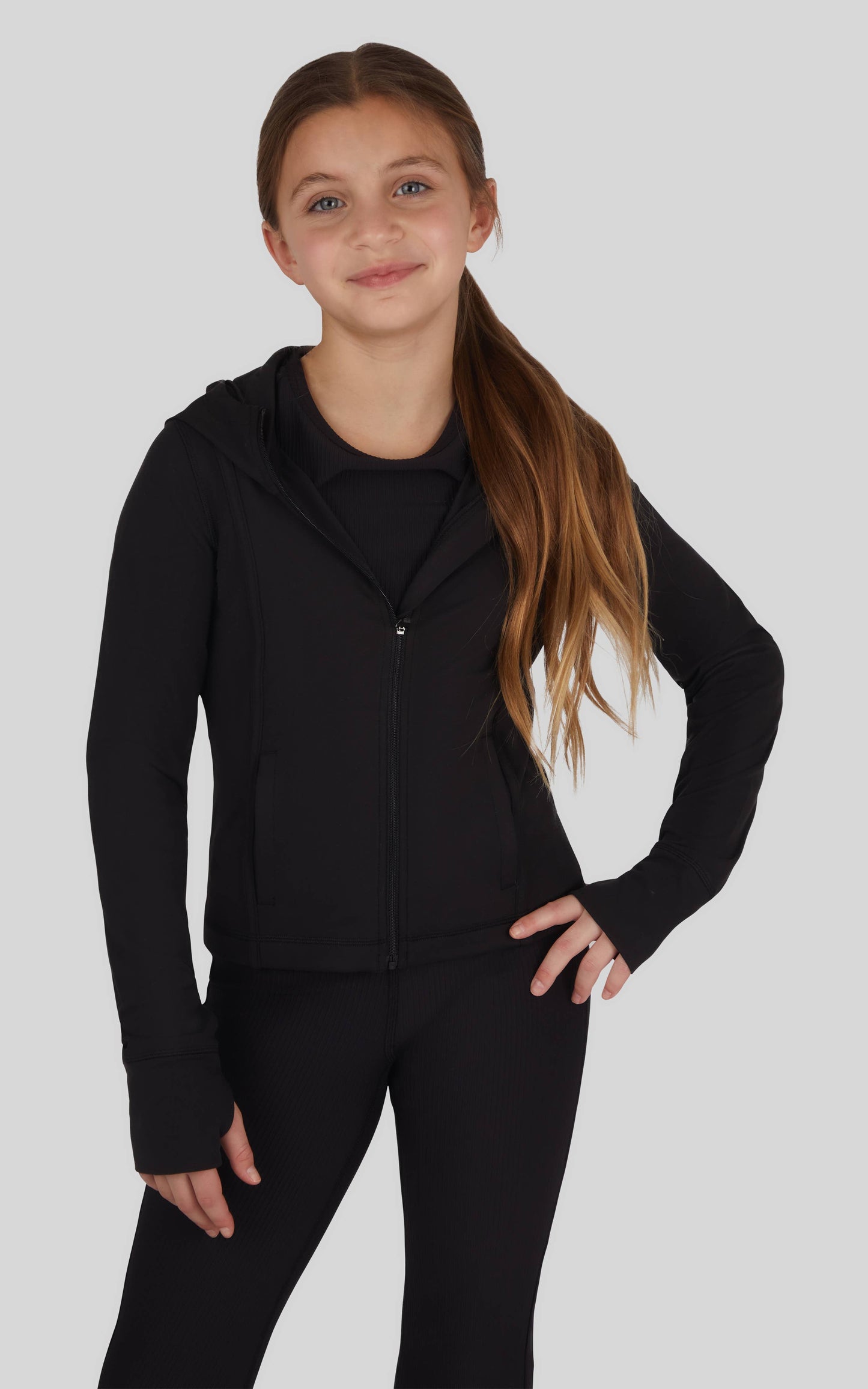 Girls Full Zip Active Jacket with Hood