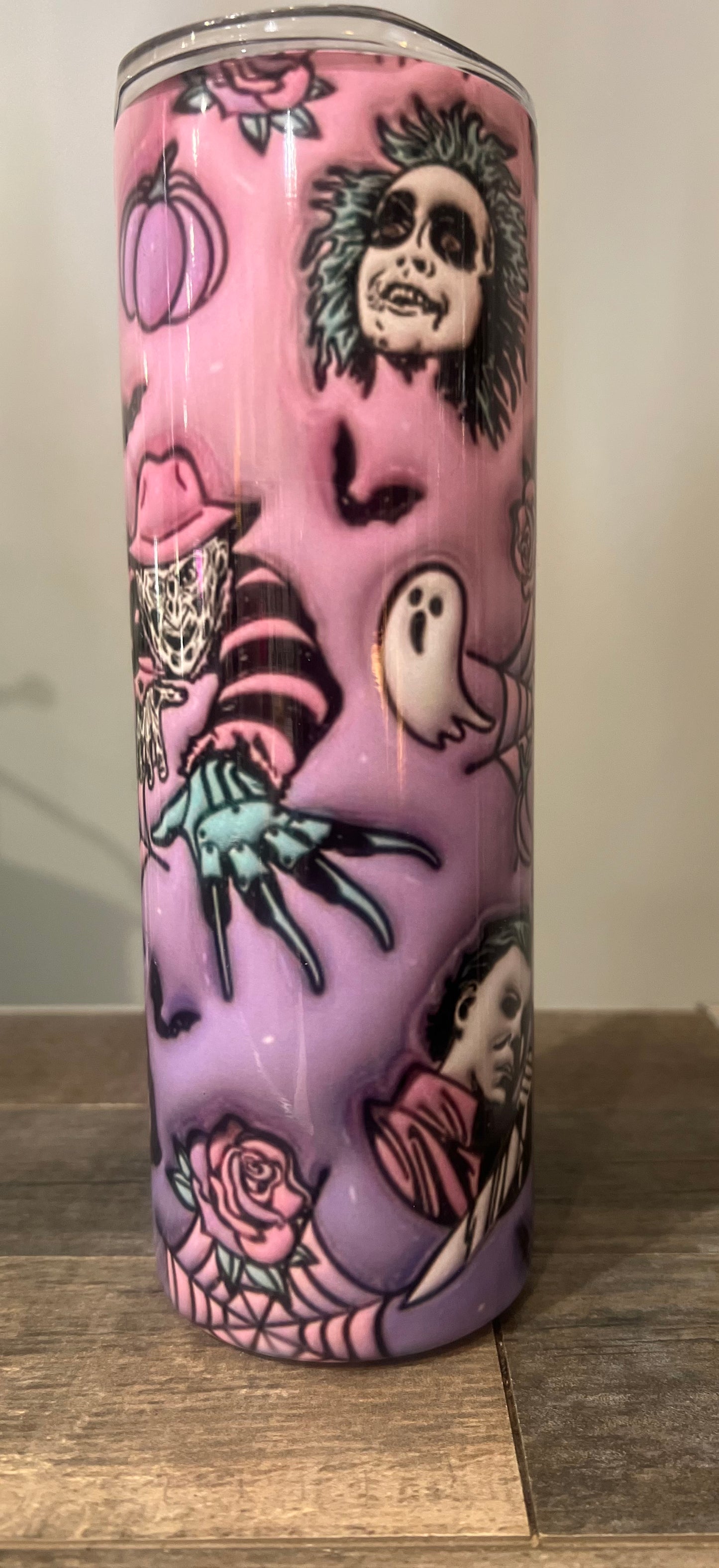 Pink 3D Halloween Tumbler- 20 oz W/ Lid & Straw