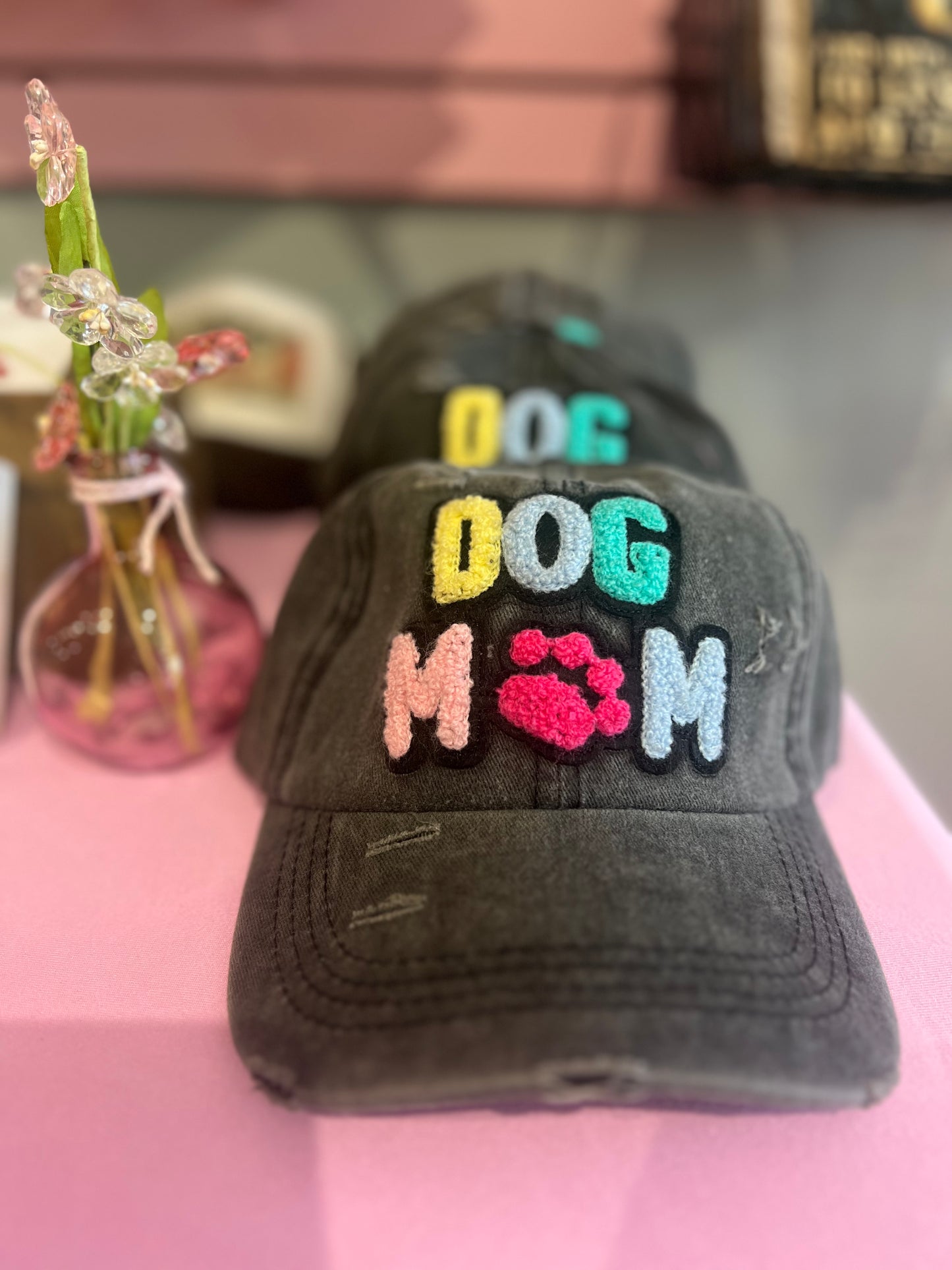 Dog mom distressed hat