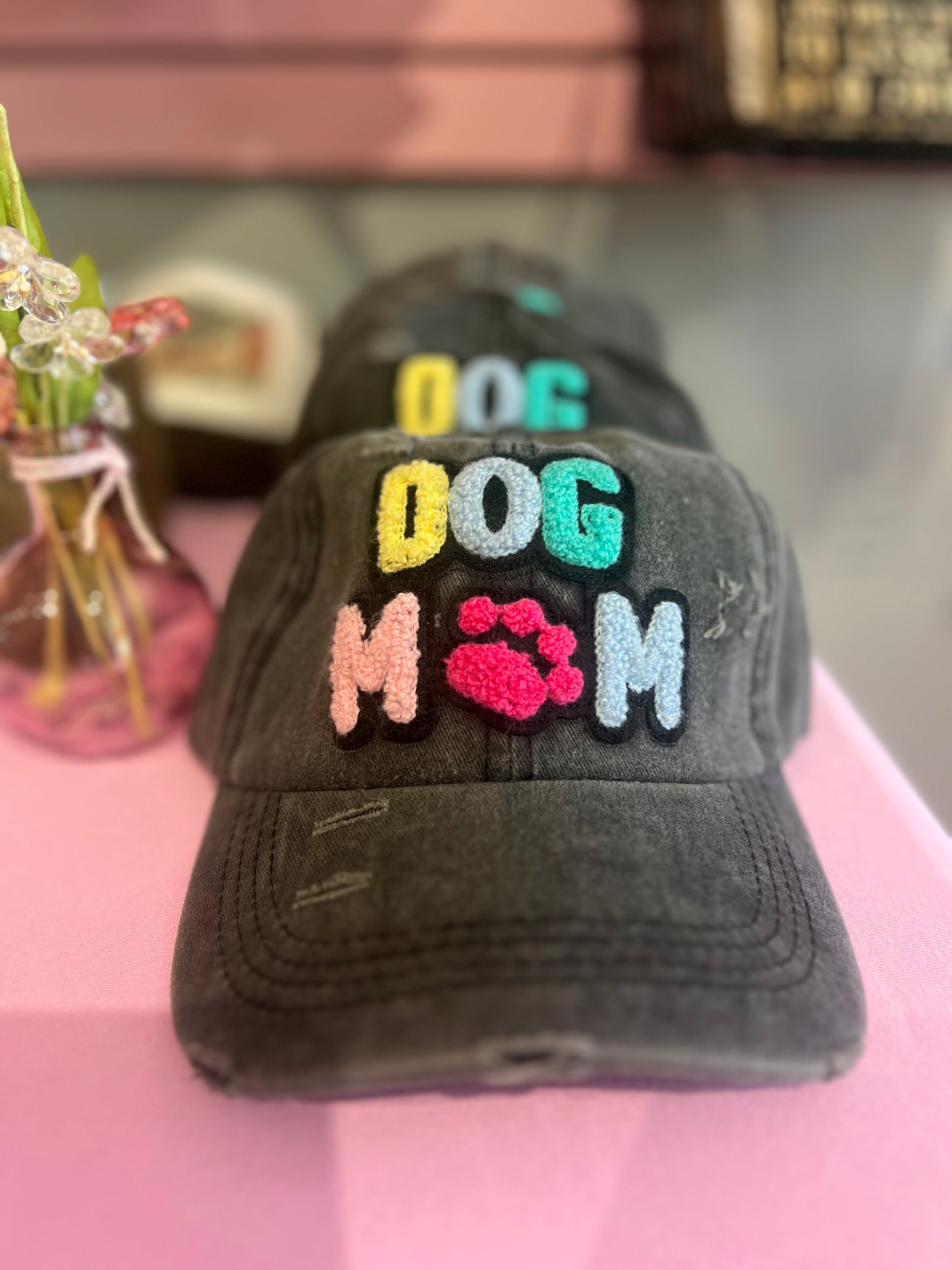 Dog mom distressed hat