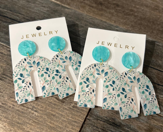 Cute blue floral aesthetic earrings