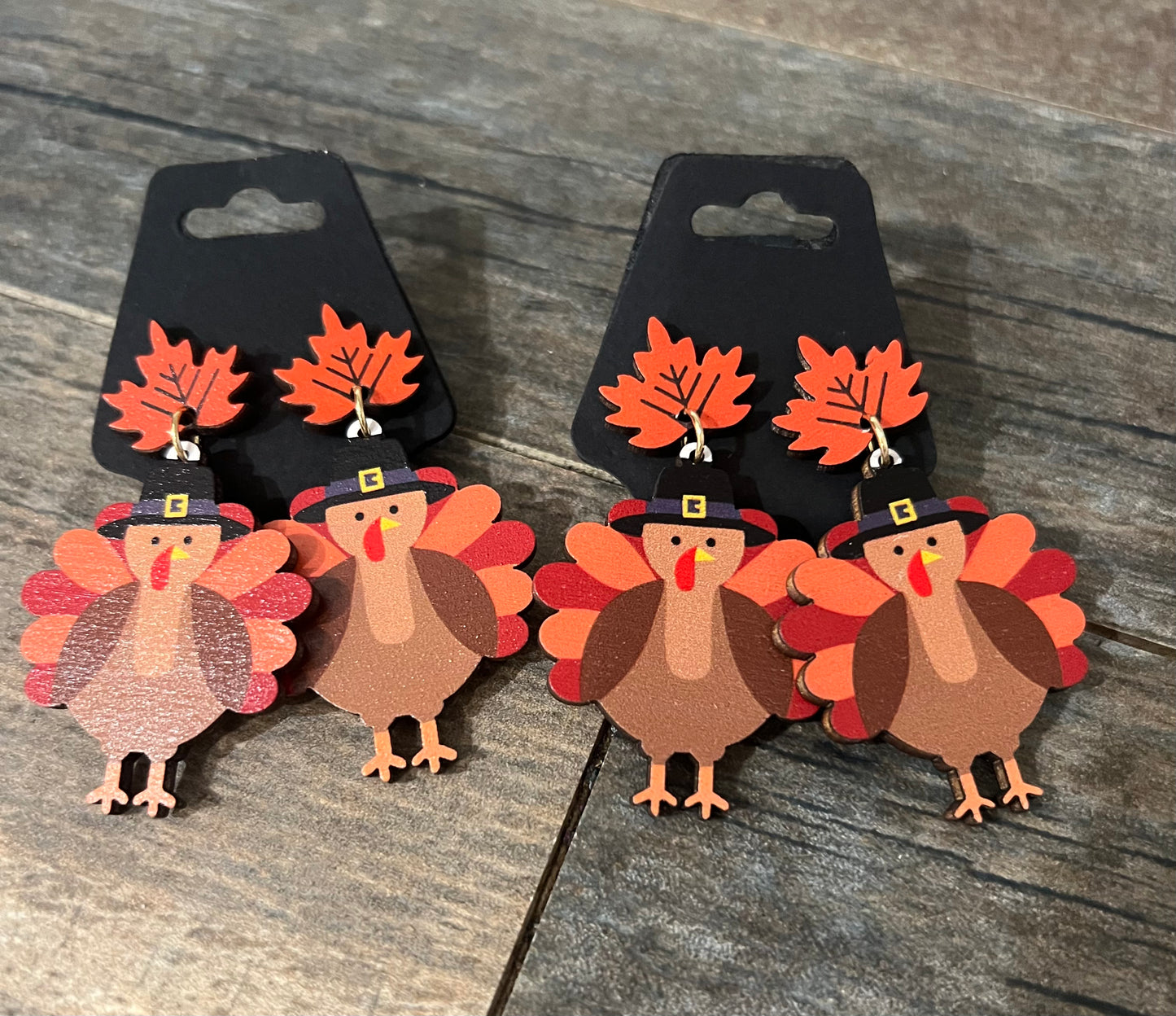 Turkey in hat dangle earrings