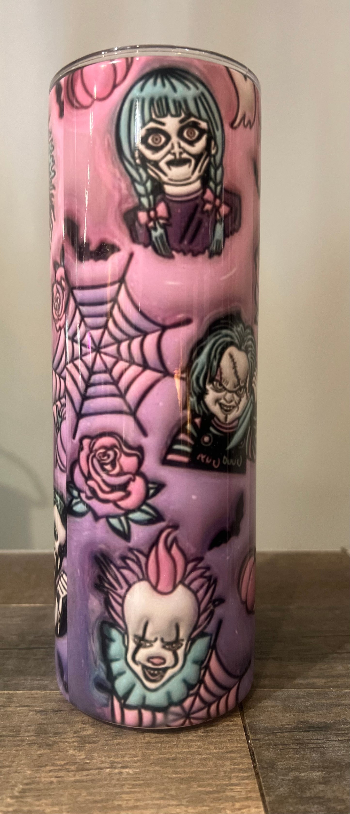 Pink 3D Halloween Tumbler- 20 oz W/ Lid & Straw