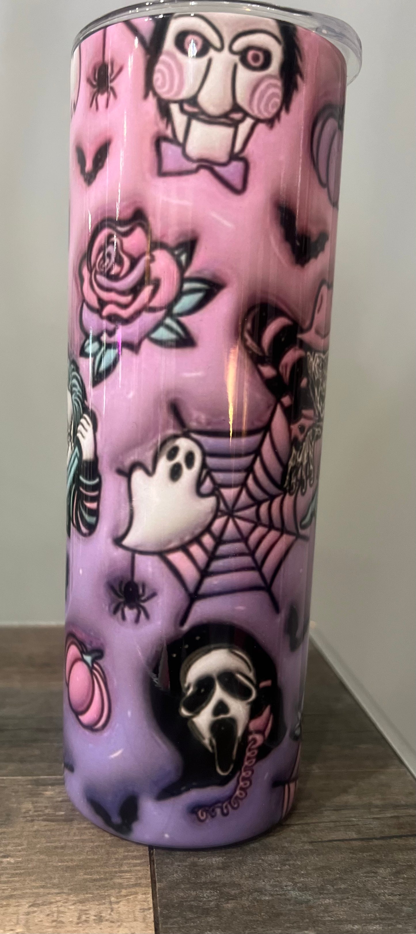 Pink 3D Halloween Tumbler- 20 oz W/ Lid & Straw