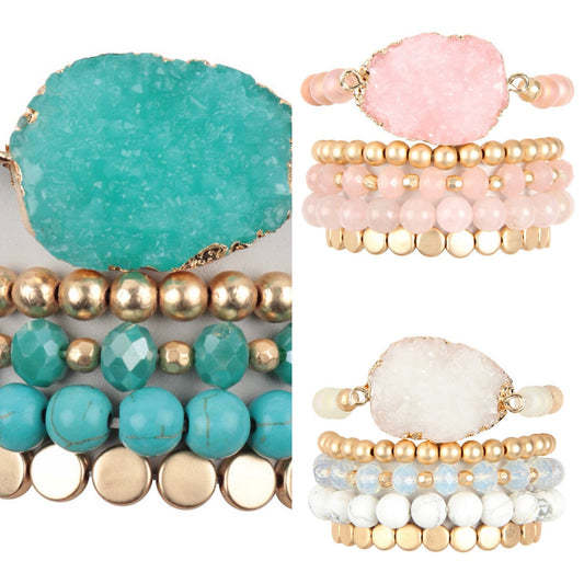 HDB2737 - DRUZY CHARM MIXED BRACELET SET