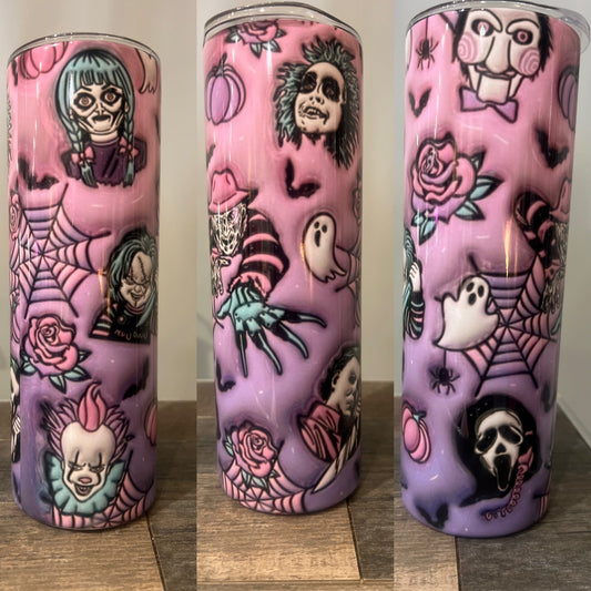 Pink 3D Halloween Tumbler- 20 oz W/ Lid & Straw