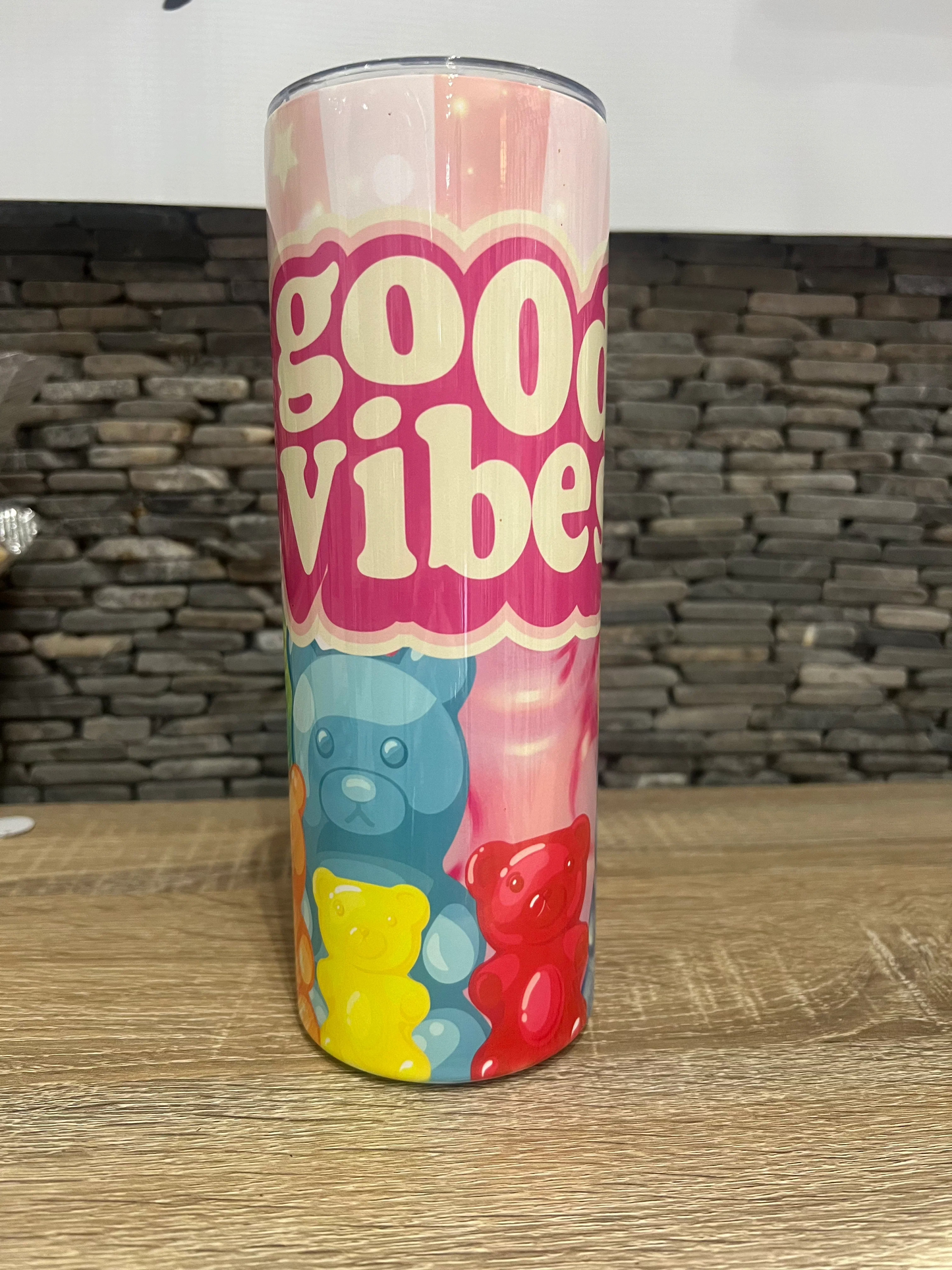 Good vibe Gummie Bear   Tumbler w/ lid straw 20oz