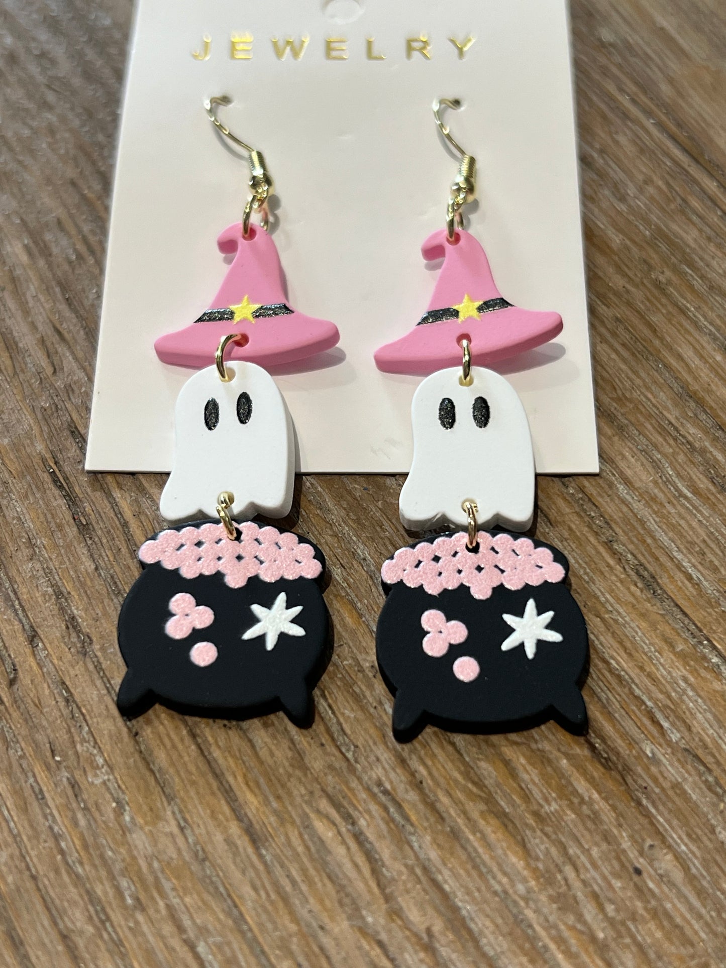 Dangle Ghost / Hat / Caldron Clay Earrings