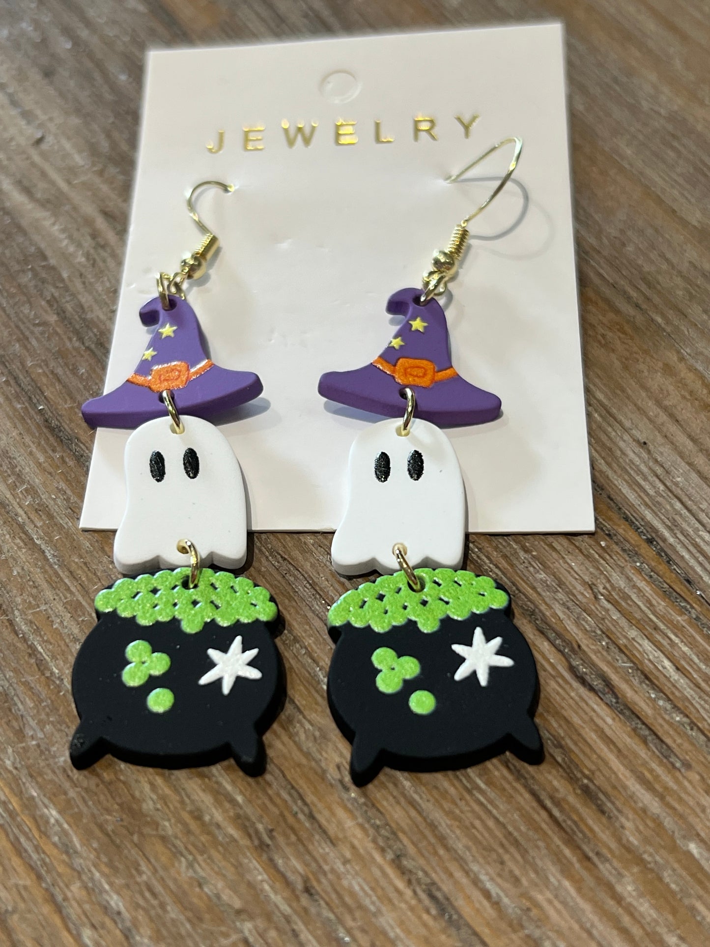 Dangle Ghost / Hat / Caldron Clay Earrings