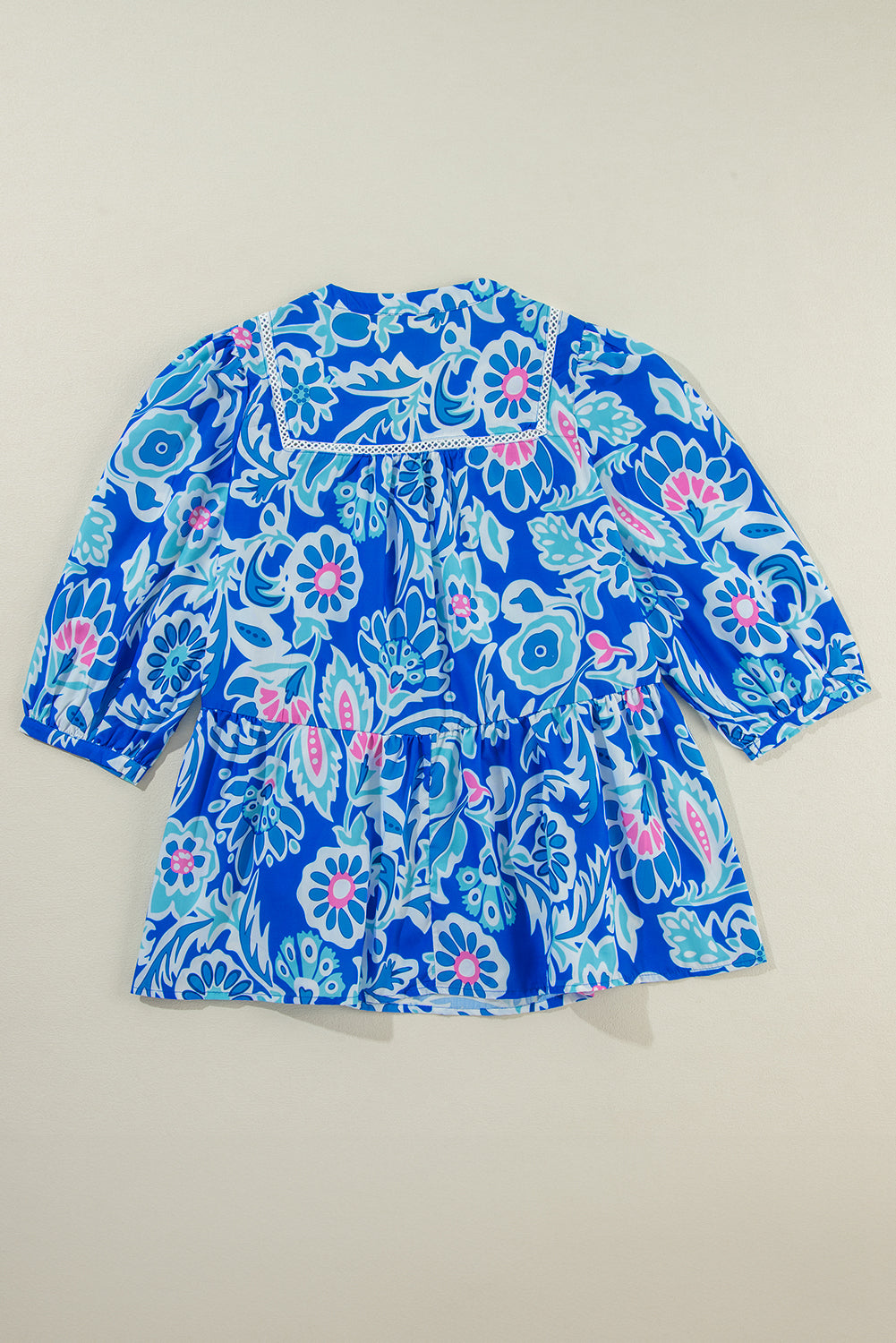 Blue, Pink & White Paisley Print Top