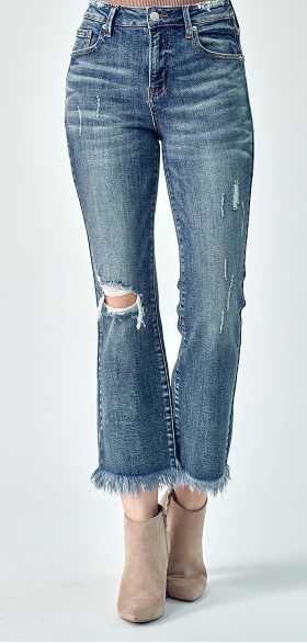 Risen Blue High Rise Crop Jeans