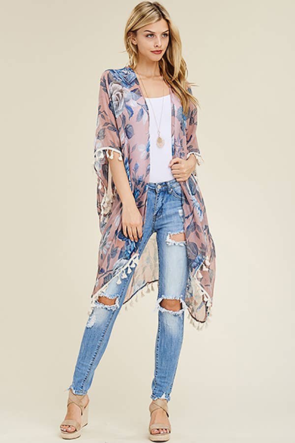 FLORAL TASSEL CARDIGAN