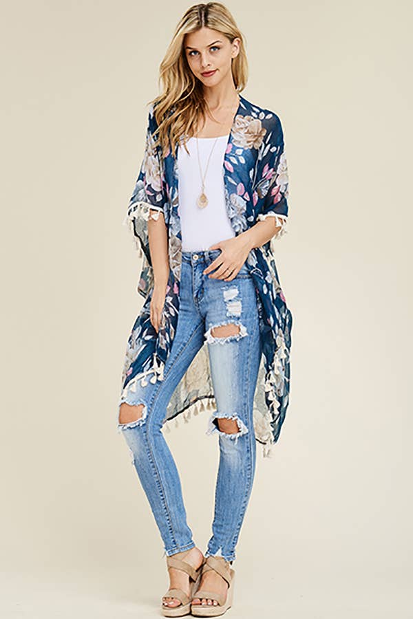 FLORAL TASSEL CARDIGAN