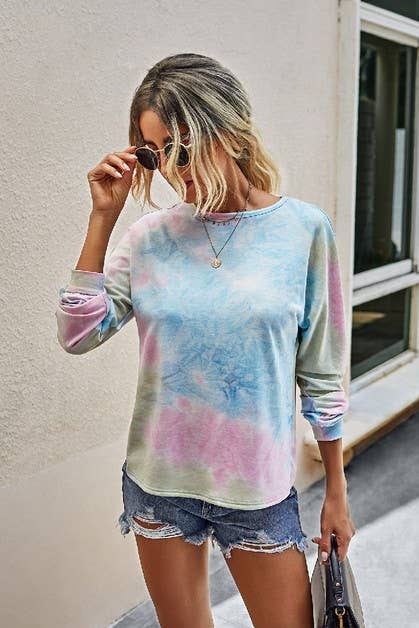 Round Neck Tie Dye Open Back Top