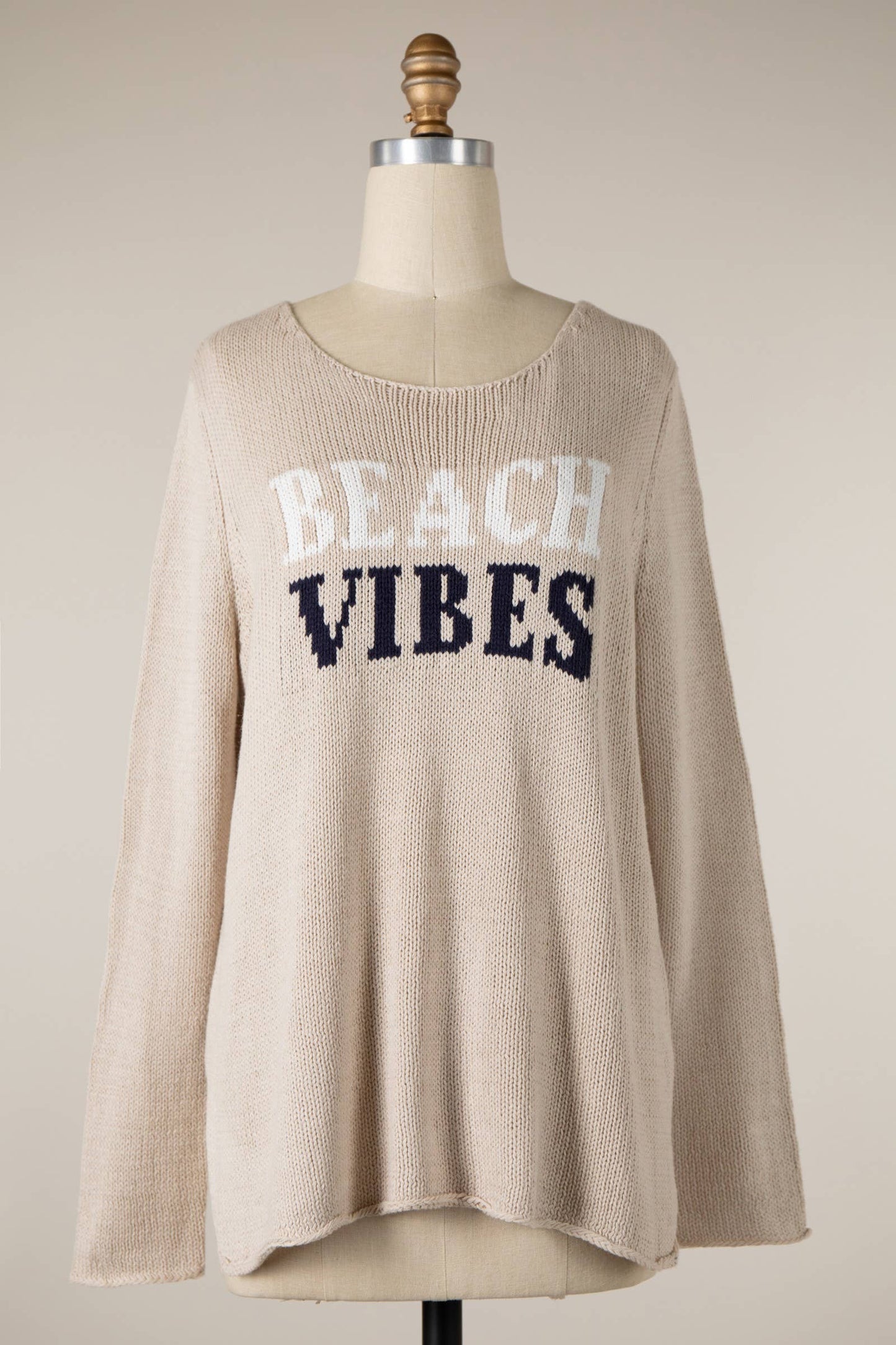 Beach Vibes Saying Soft Knit Sweater Top