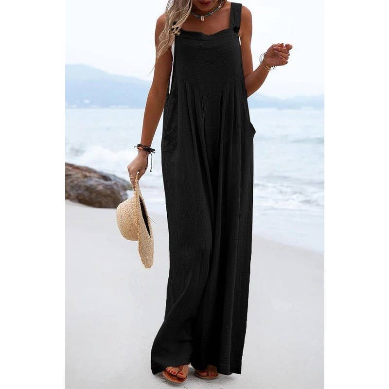 Solid Color Jumper Wide Leg