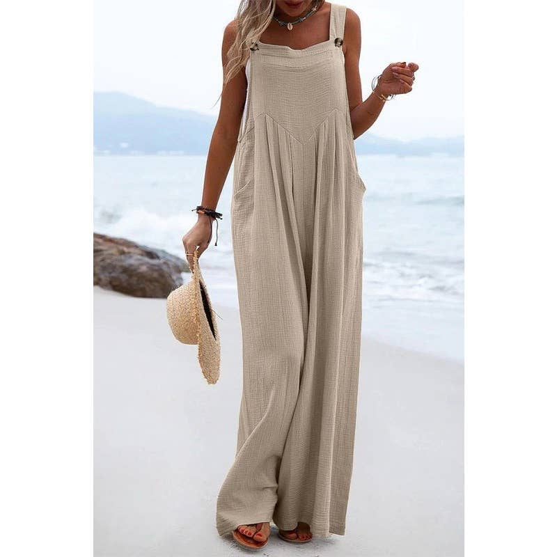 Solid Color Jumper Wide Leg