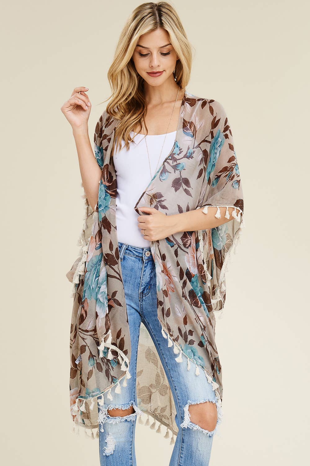 FLORAL TASSEL CARDIGAN